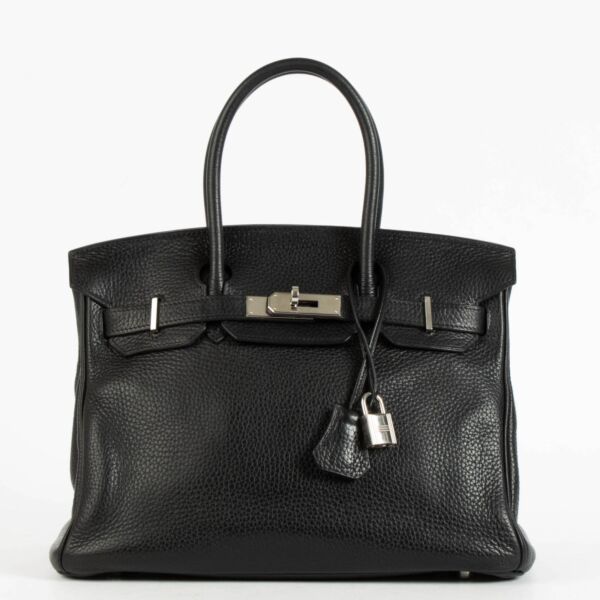 Authentic vintage luxury designer Hermès Birkin 30 Black Clemence PHW
