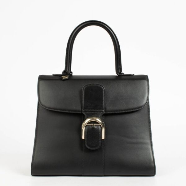 Authentic pre-loved Delvaux Black Box Calf Brillant MM Bag on Replica Shoes 