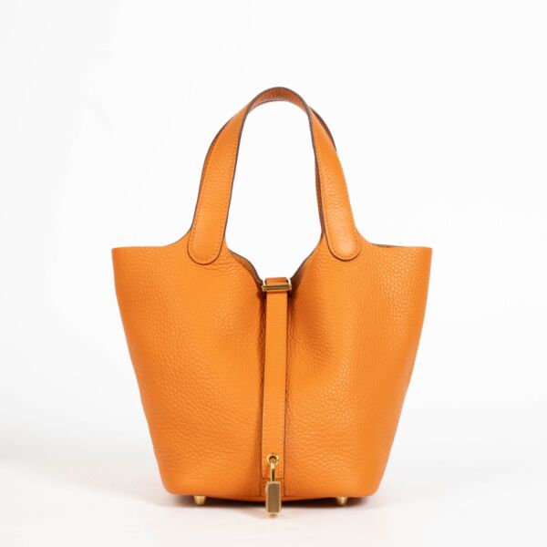 authentic preloved Hermès Picotin Lock 18 Orange Clemence GHW on Replica Shoes 