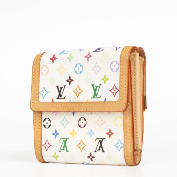 Louis Vuitton White Monogram Multicolor Porte-Monnaie Plat Wallet