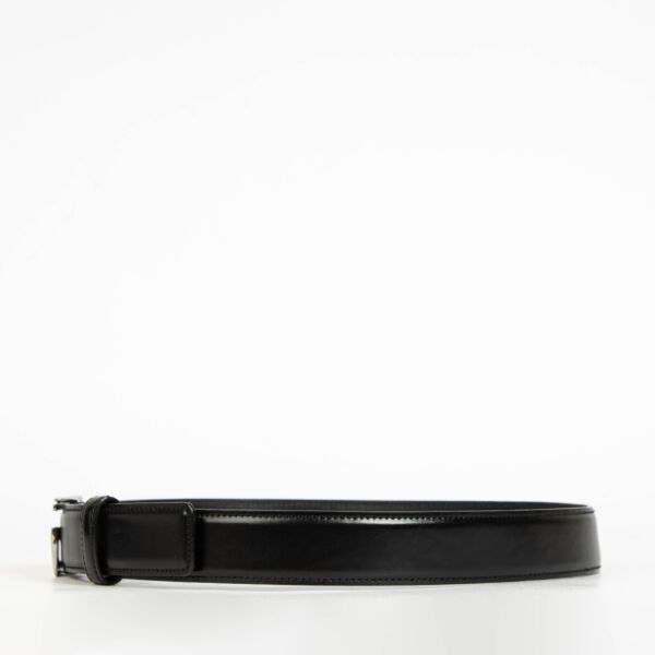Gucci Vintage Black Leather G Buckle Belt - Size 80