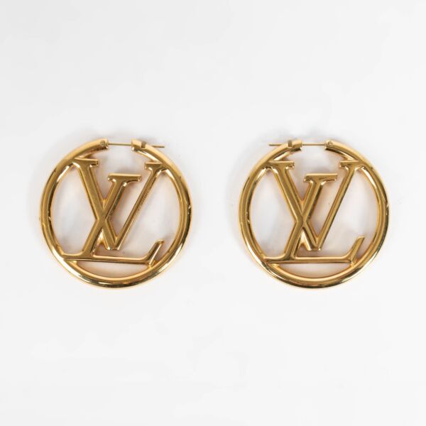 Authentic pre-loved Louis Vuitton Gold Hoop Earrings on Replica Shoes  